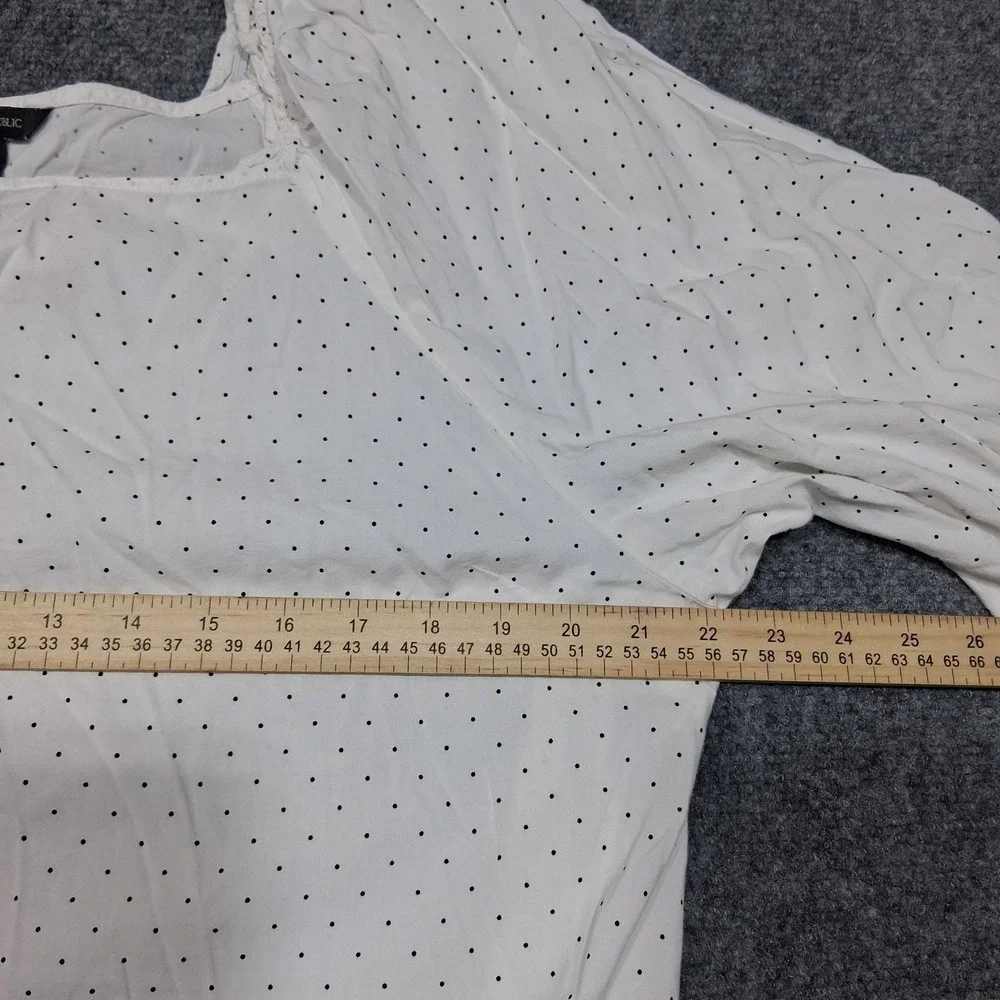 Banana Republic Size XL‎ Petite Women White Blouse Black Polka Dots